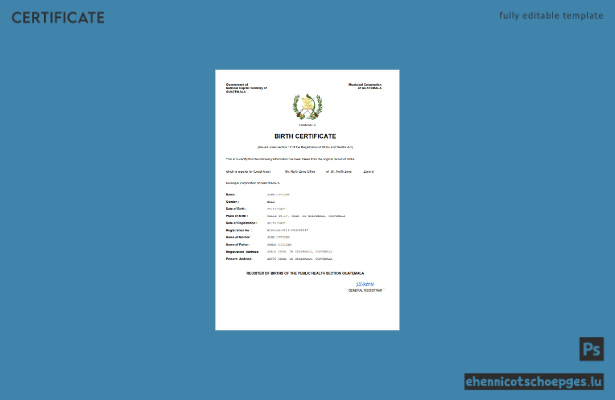 Guatemala Geburtsurkunde – Beispielansicht (Word und PDF)
